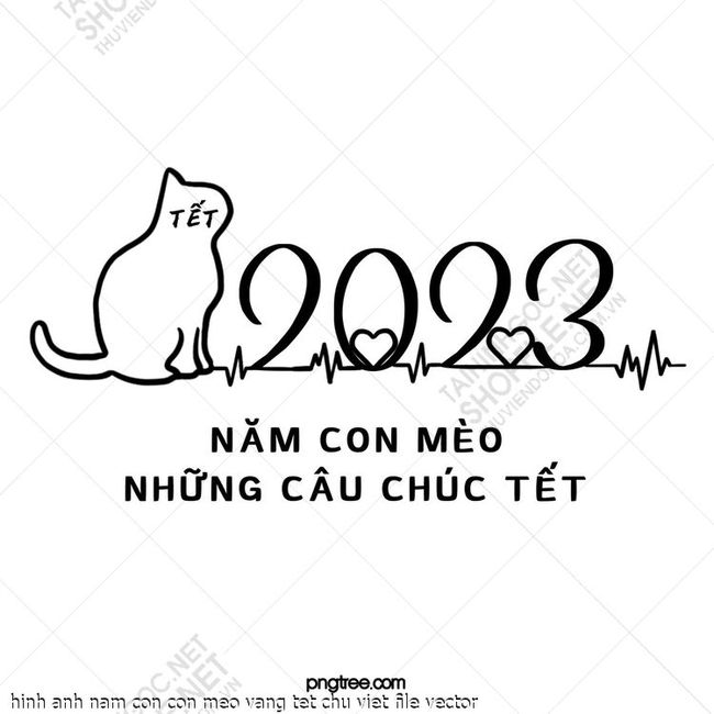 hinh anh nam con con meo vang tet chu viet file vector